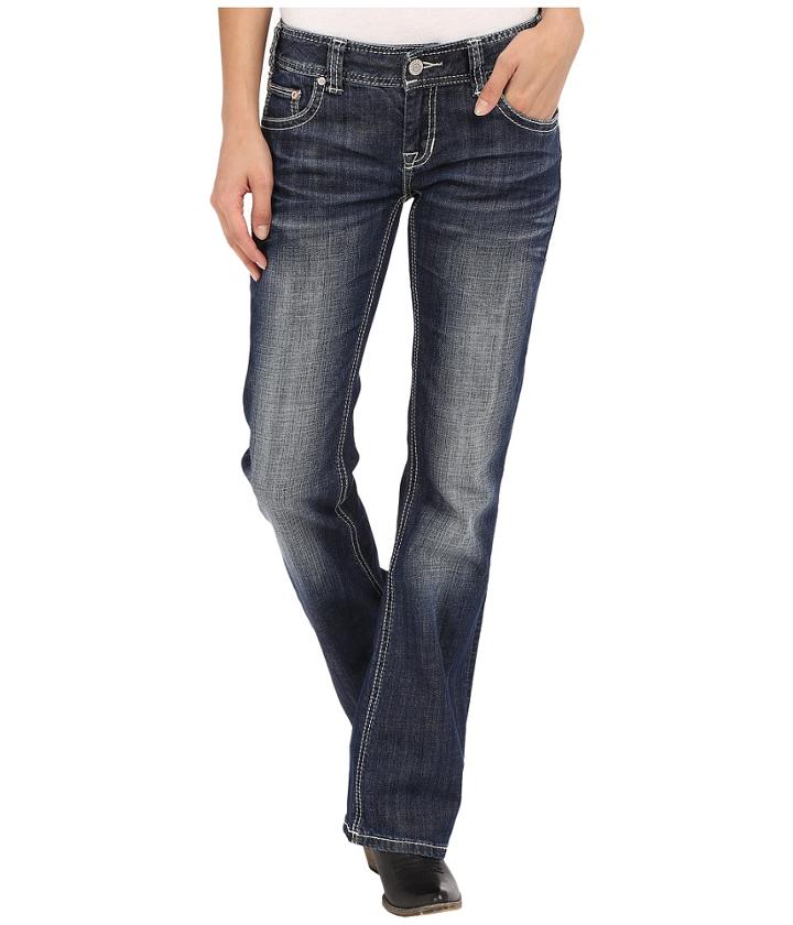 Rock And Roll Cowgirl - Low Rise Bootcut In Dark Vintage W0-7362