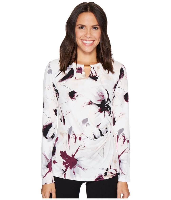 Calvin Klein - 3/4 Sleeve Printed Wrap Top