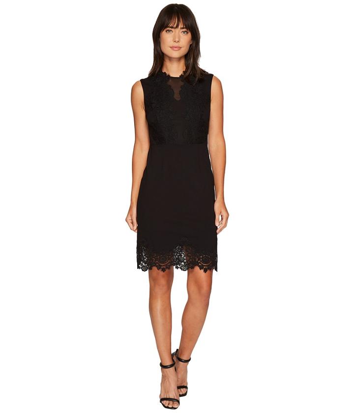 Vince Camuto - Sleeveless Ponte Dress W/ Lace Trim