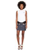 Dsquared2 - Denim Check And Leather Nylon Mix Skirt