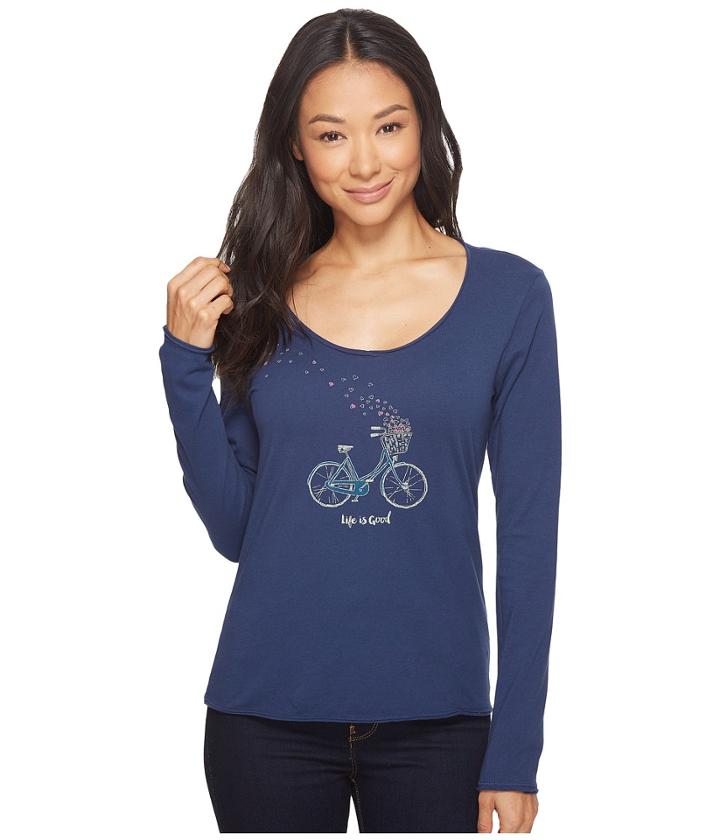 Life Is Good - Bike Heart Basket Long Sleeve Smooth Tee
