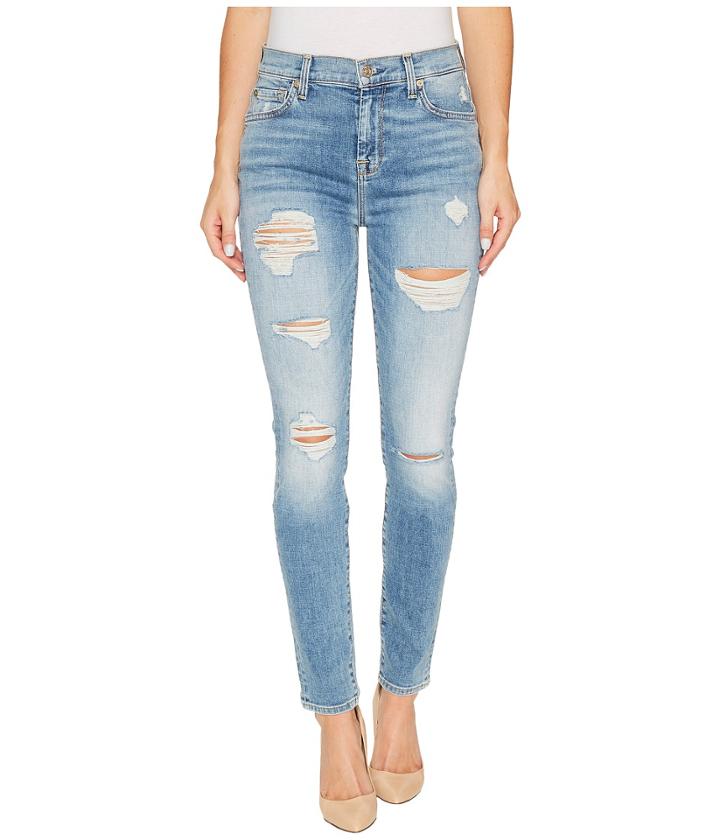 7 For All Mankind - The High Waist Skinny W/ Destory In Light Lafayette 2