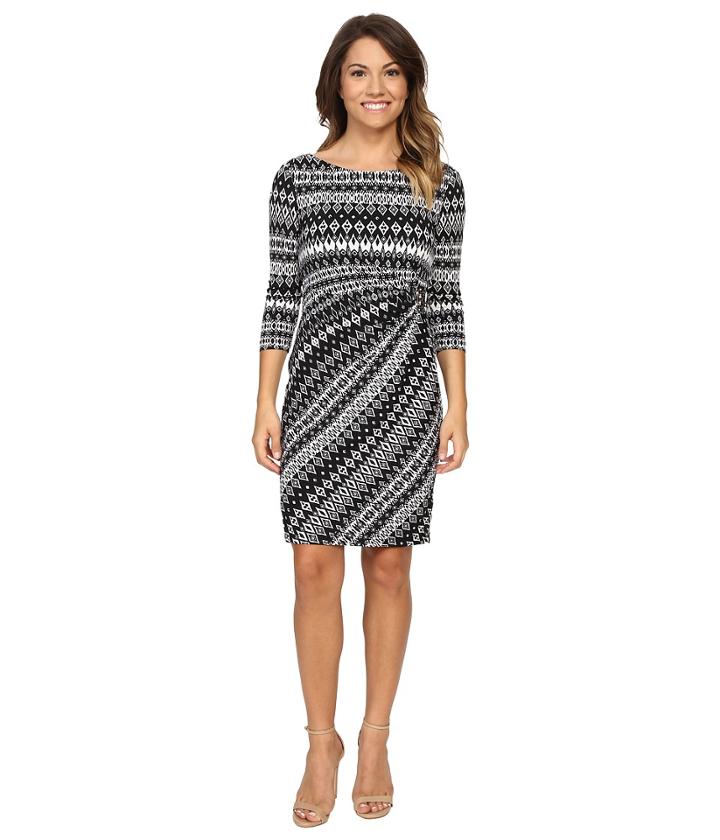 Tahari By Asl Petite - Petite Textured Jersey Side Rouch Dress