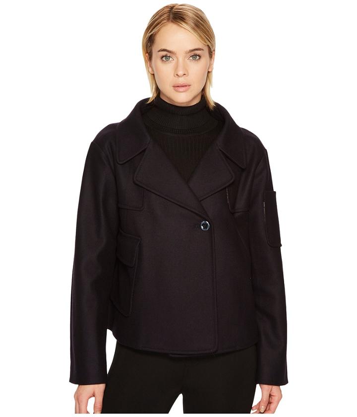 Jil Sander Navy - Felted Wool V-neck Coat
