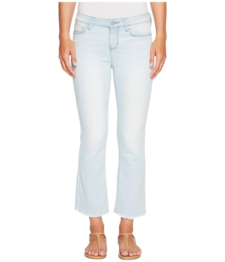 Liverpool - Hannah Cropped Flare With Fringe In Power Blue Soft Denim In Idyllwild Bleach