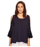 Nally &amp; Millie - Cold Shoulder Ruffle Sleeve Top