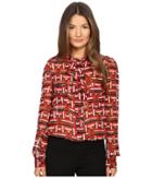 Just Cavalli - Sonya Print Bow Blouse W/ Chest Pockets