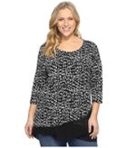 Vince Camuto Plus - Plus Size 3/4 Sleeve Asymmetrical Mosaic Glimpses Top