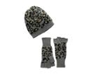 San Diego Hat Company Knh3332 Leopard Knit Fingerless Gloves Beanie Set