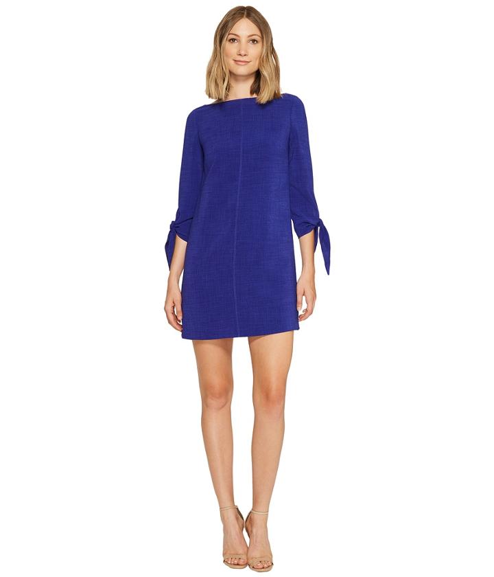 Tahari By Asl - Textured Tie Sleeve Shift Dress