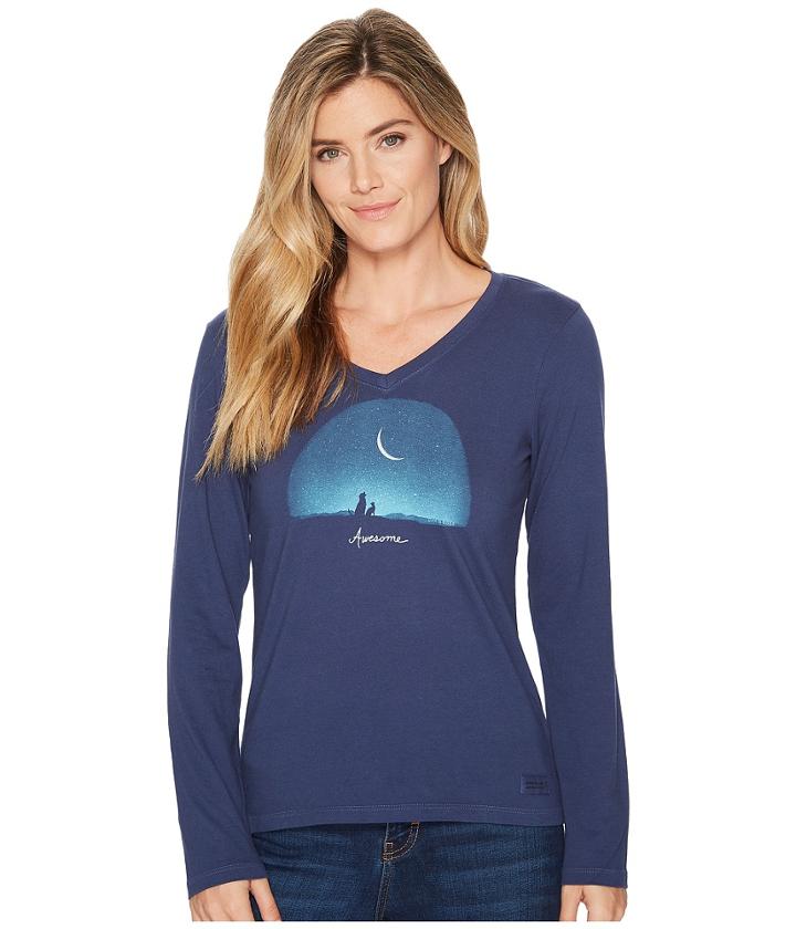 Life Is Good - Awesome Night Long Sleeve Crusher Vee