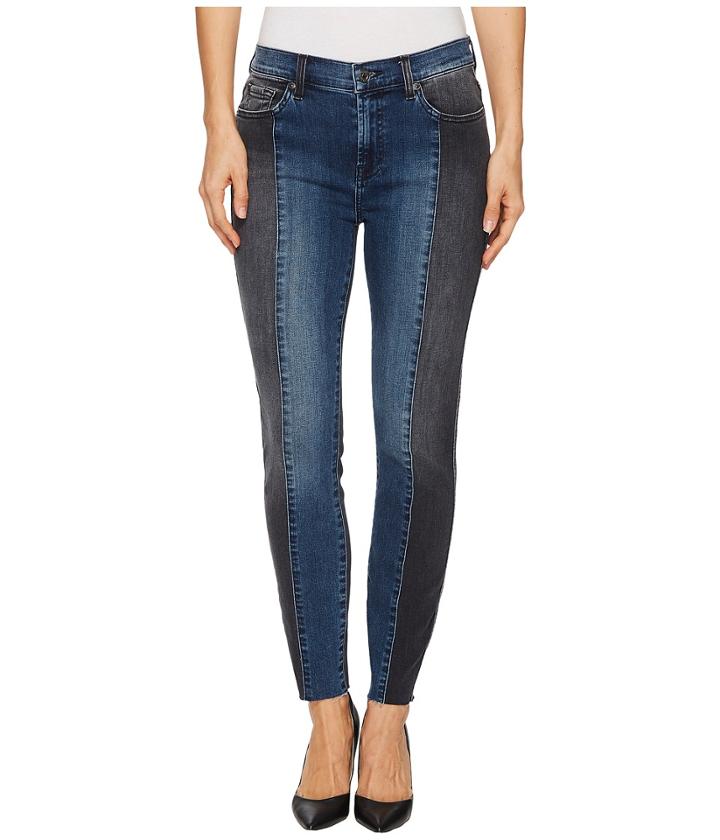 7 For All Mankind - Ankle Skinny W/ Piecing Cut Off Hem In Indigo Sulphur