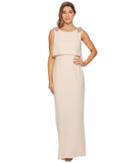 Adrianna Papell - Long Stretch Crepe Pop Over Gown With Beaded Shoulder Detail