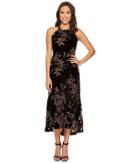 Vince Camuto - Printed Velvet Halter High-low Midi Dress