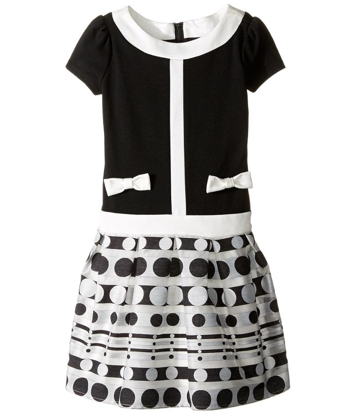 Us Angels - Short Sleeve Ponte Dress W/ Organza Jacquard Hem