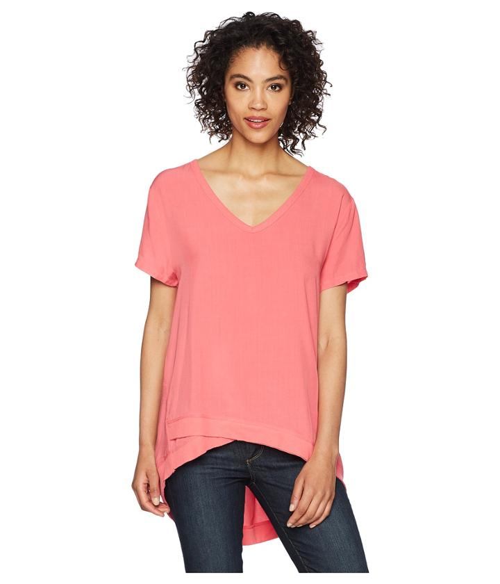 Dylan By True Grit - Pure Cotton Asymmetrical Short Sleeve V-neck