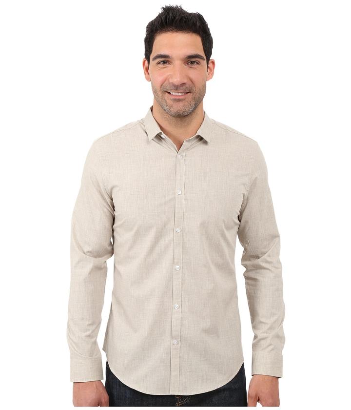 Calvin Klein - Long Sleeve Yarn-dye Heather Woven Shirt