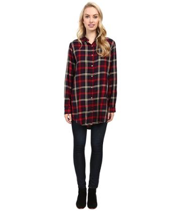 Jag Jeans - Magnolia Tunic Rayon Yd Plaid In Burgundy