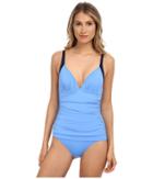 Tommy Bahama - Deck Piping Over The Shoulder V-neck Cup One-piece