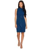 Adrianna Papell - Petite Knit Crepe Mock Neck Sheath Dress
