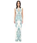Just Cavalli - Backless Keyhole Gown In Peacock Print