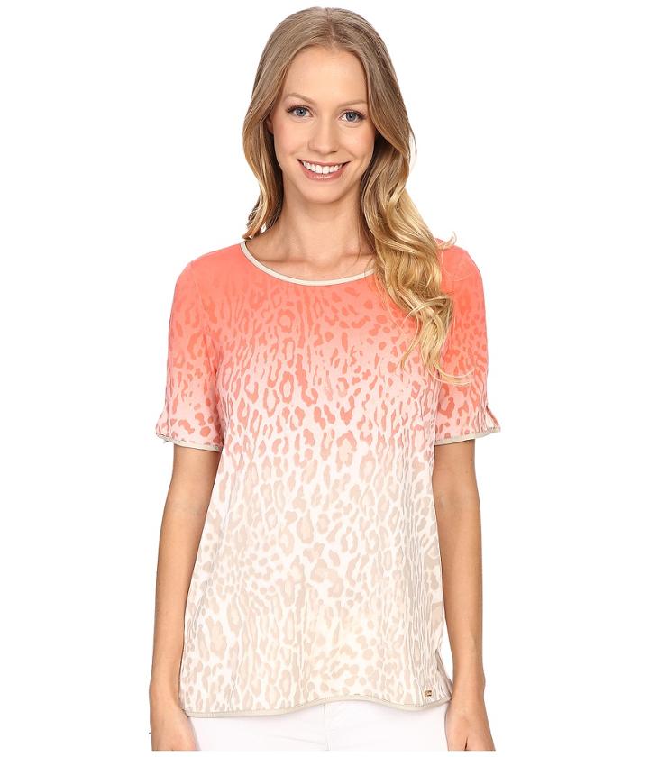 Calvin Klein - Short Sleeve Top W/ Faux Leather Piping
