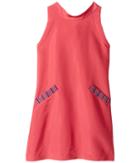 Oscar De La Renta Childrenswear - Silk Faille Tie Back Dress W/ Tweed Trim Detail