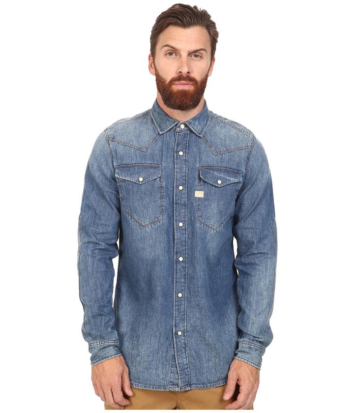 G-star - Tacoma Long Sleeve Shirt In Lightweight Craser Denim