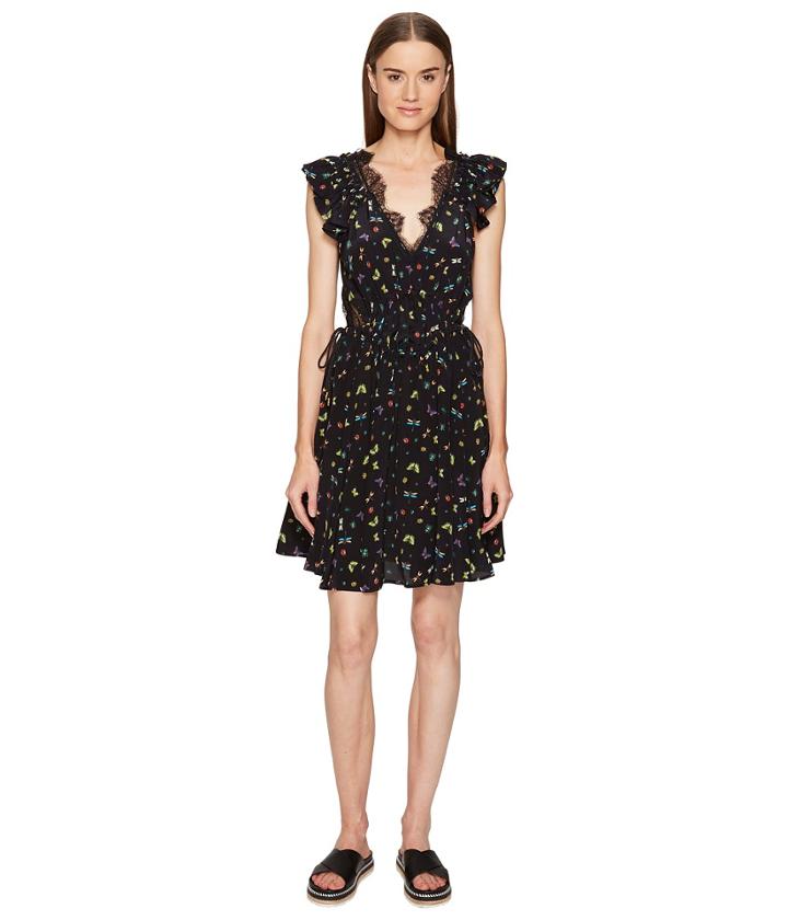 The Kooples - Ladybird Print On Silk Crepe De Chine Short Sleeve Dress