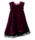 Junior Gaultier - Velours Dress With Black Tulle Detail At Bottom