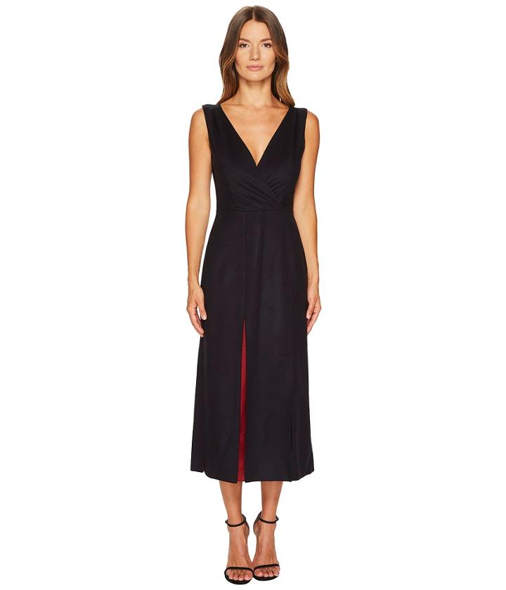 Jil Sander Navy - Wool Sleeveless V-neck Dress