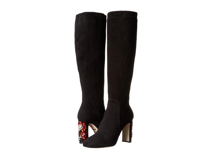 Dolce &amp; Gabbana - Suede Knee Boot With Jewel Embellished Heel
