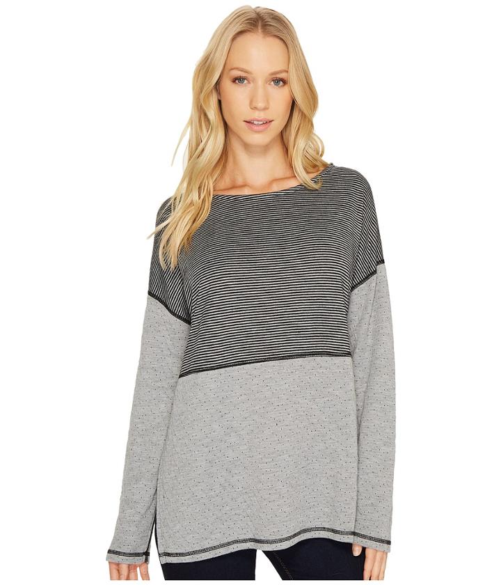 Three Dots - Reversible Stripe/dot Long Sleeve Tee