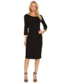 Adrianna Papell - 3/4 Sleeve Tucked Draped Dress