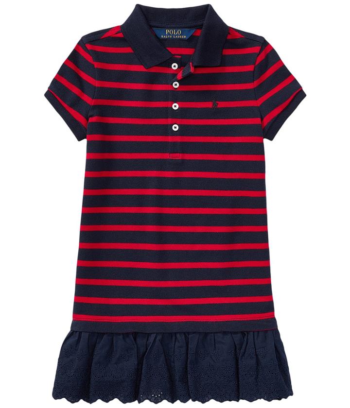 Polo Ralph Lauren Kids - Eyelet Hem Mesh Polo Dress