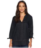Ivanka Trump - Long Sleeve V-neck Blouse With Tie Sleeves