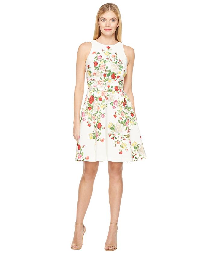 Tahari By Asl - Faille Floral Fit Flare Dress
