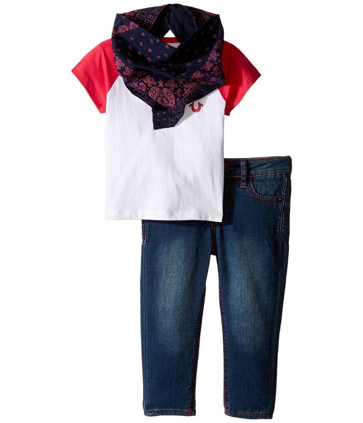 True Religion Kids - Branded Raglan T-shirt Three-piece Set