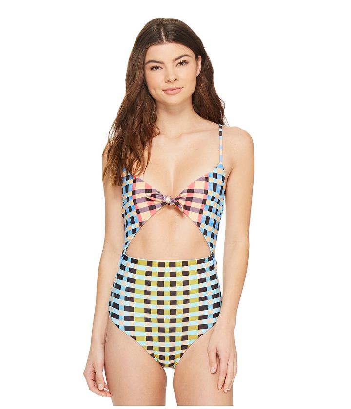 Mara Hoffman - Plaid Tie Front One-piece