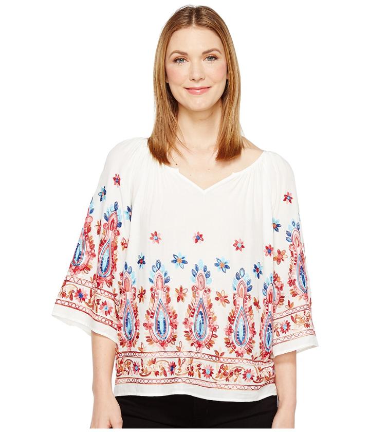Karen Kane - Emboidered Split Neck Top