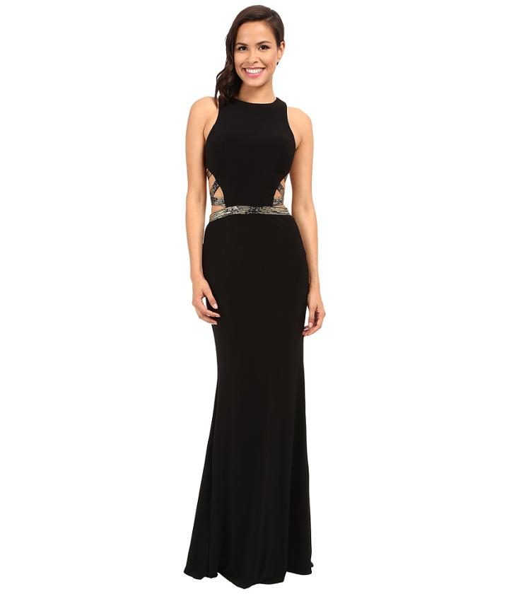 Faviana - Jersey Scoop Neck Gown With Elastic Bands And Cut Outs 7734