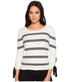 Cece - Long Sleeve Lace-up Sleve Striped Sweater