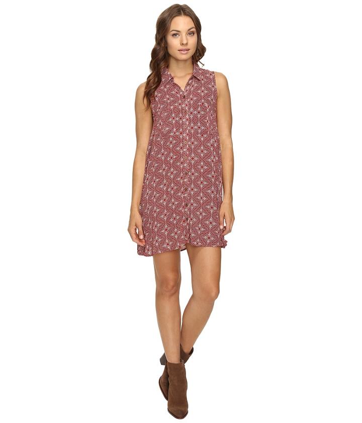 Brigitte Bailey - Zahra Sleeveless Print Button Up Dress With Pockets