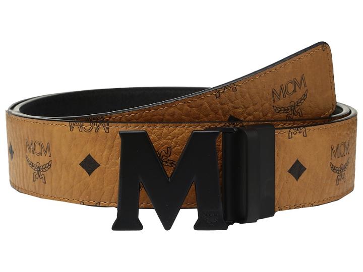 Mcm - Claus Reversible Matte Black Buckle Belt