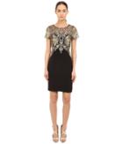 Marchesa Notte - Crepe Cocktail Sheath W/ Metallic
