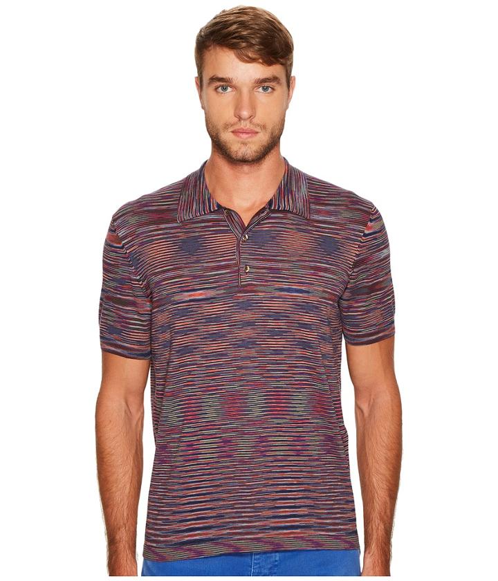 Missoni - Fiammato Rigato Short Sleeve Knit Polo
