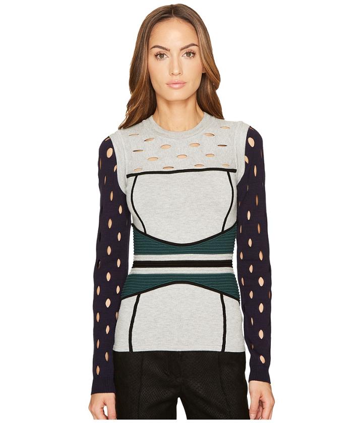Yigal Azrouel - Color Block Pointelle Stitch Bustier Top