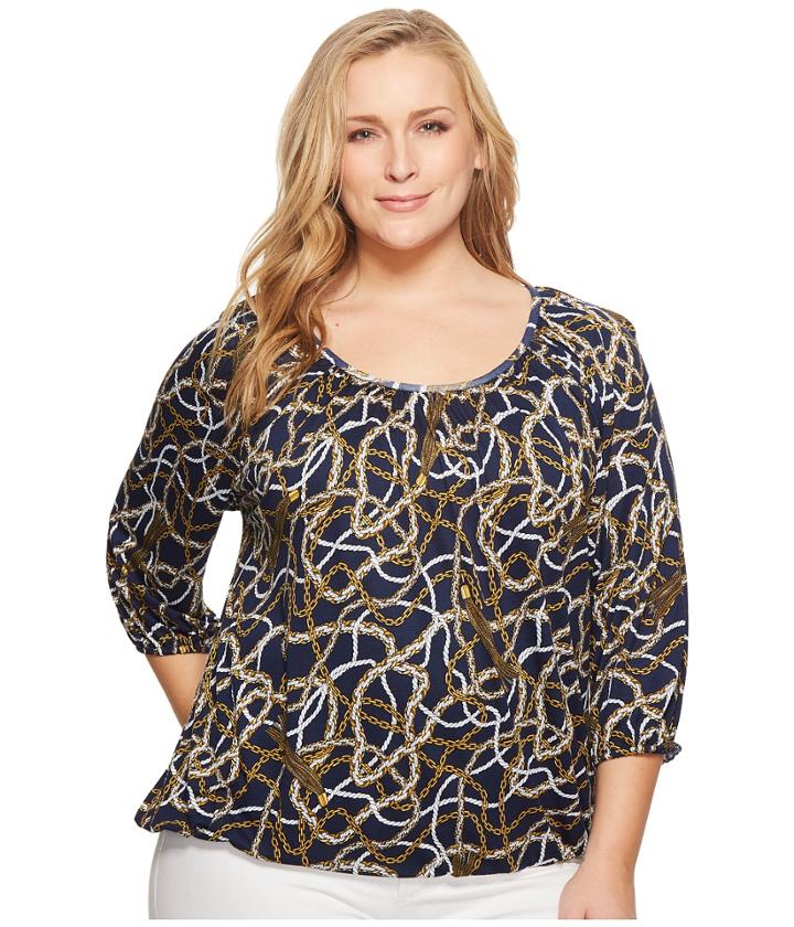 Michael Michael Kors - Plus Size Scattered Tassel Scoop Neck Top