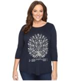 Lucky Brand - Plus Size Embroidered Peacock Tee