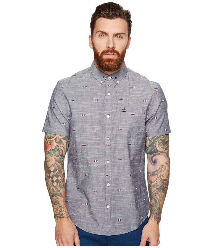 Original Penguin - Short Sleeve Chambray Argyle Print
